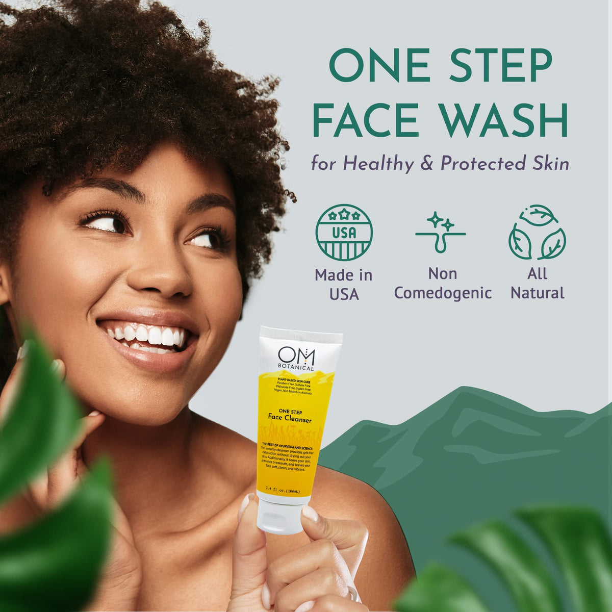 OM Botanical gel texture close-up with aloe for soothing hydration