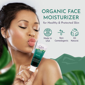 OM Botanical creamy lotion texture close-up demonstrating lightweight, non-greasy feel