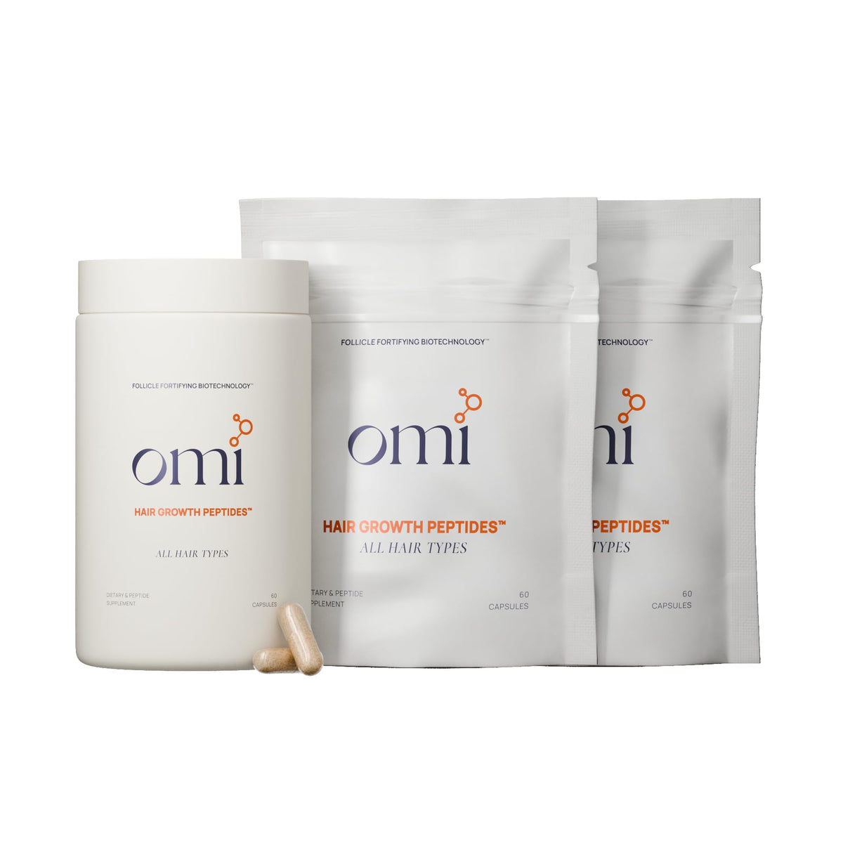 OMI WellBeauty front packaging showing clinical peptide treatment benefits