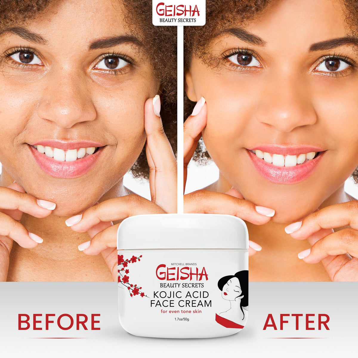 OMIC Geisha Cream in nighttime bathroom routine showing easy use
