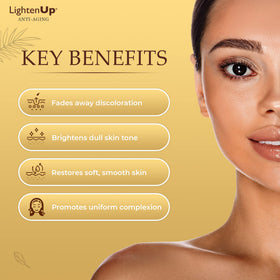 OMIC Lighten-Up being applied to face demonstrating gentle brightening and hydration benefit