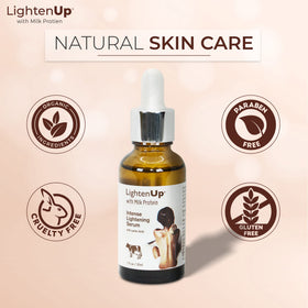 OMIC Lighten-Up bottle on bathroom shelf lifestyle shot suggesting daily routine benefit