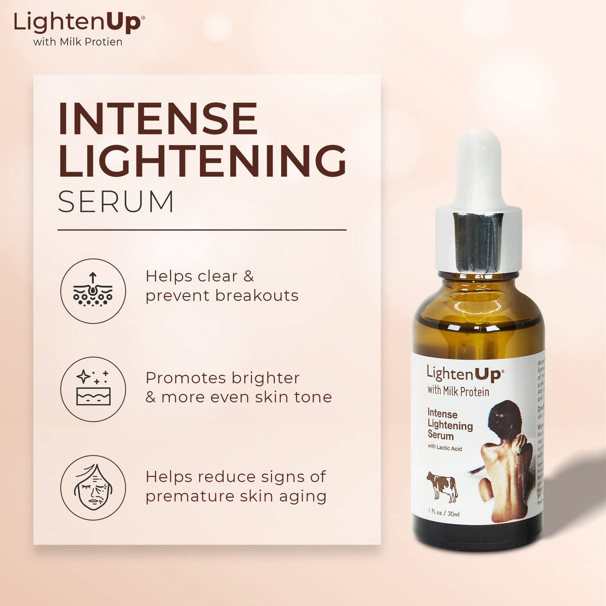 OMIC Lighten-Up close-up of serum texture on dropper highlighting lightweight absorption