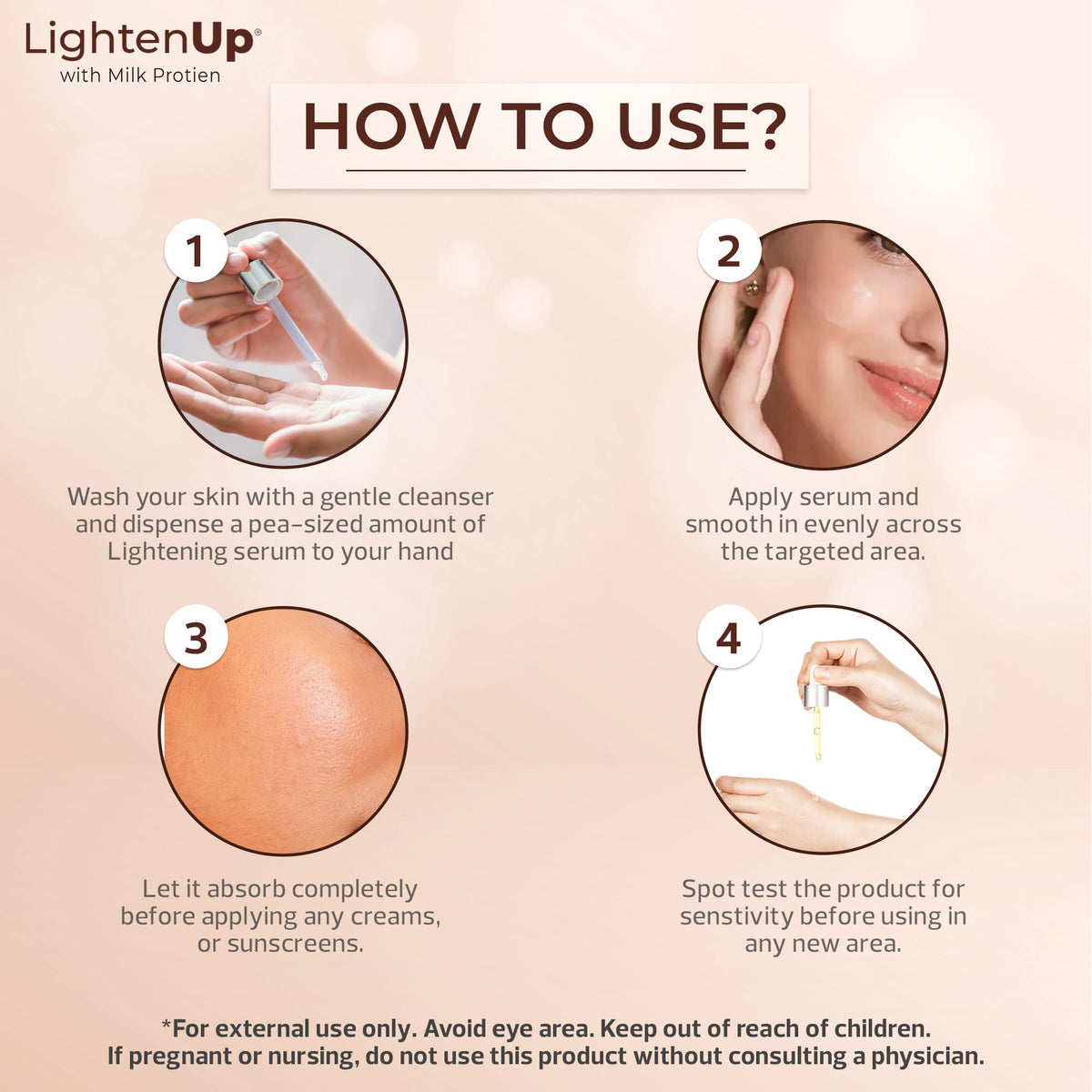 OMIC Lighten-Up label closeup featuring ingredients to inform users about lactic acid content