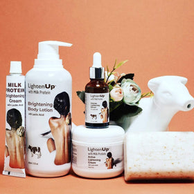 OMIC Lighten-Up bottle on bathroom vanity suggesting daily routine