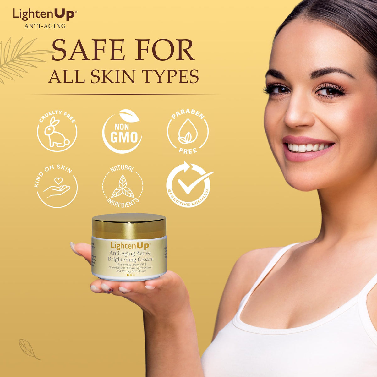 OMIC Lighten-Up open jar close-up of cream texture offering visible moisturizing benefit