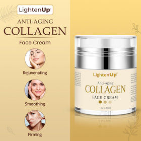 OMIC Lighten-Up open jar displaying cream texture and hydration benefits