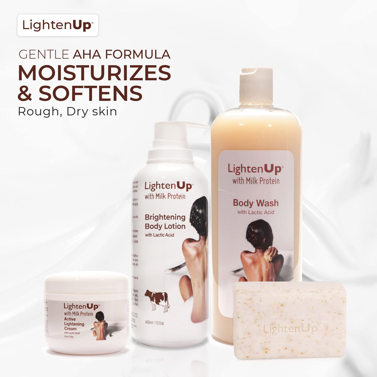 OMIC Lighten-Up 400ml bottle next to everyday items showing scale