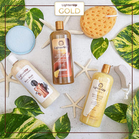 OMIC Lighten-Up styled in bathroom setting conveying a relaxing brightening routine