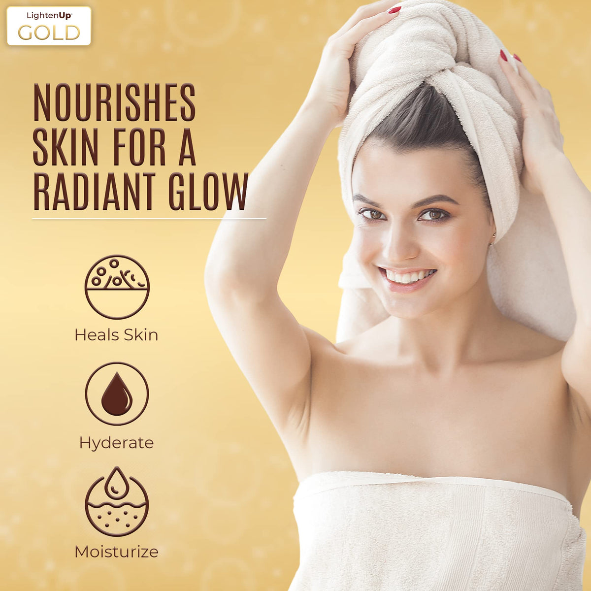 OMIC Lighten-Up argan oil and shea butter ingredients display supporting nourishment