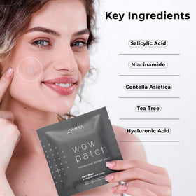 OMMA patch on cheek in use demonstrating overnight protection and reduced irritation benefit