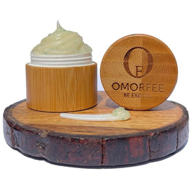 OMORFEE close-up of scrub texture highlighting gentle exfoliation benefit