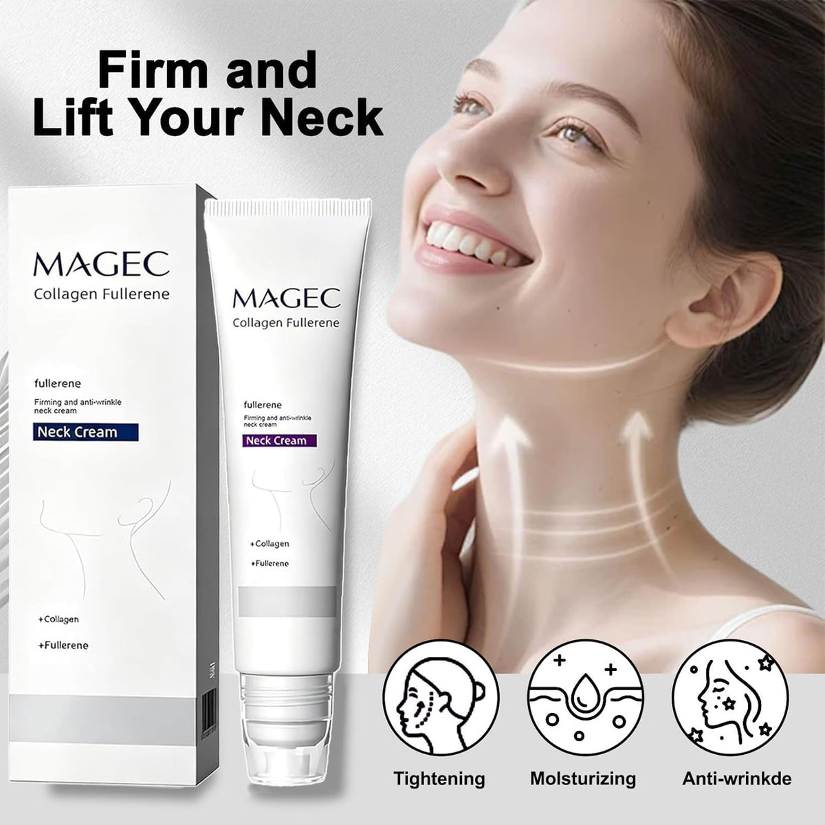 OMULIKJ being applied upward on neck demonstrating lift-enhancing massage