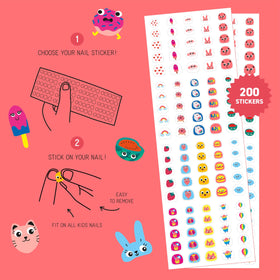 Omy girl applying a kawaii nail sticker quickly for easy results