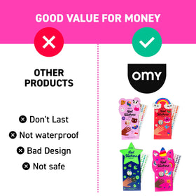 Omy toenail stickers in use showing safe application for toes