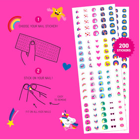 Omy spread of varied unicorn stickers demonstrating selection benefit