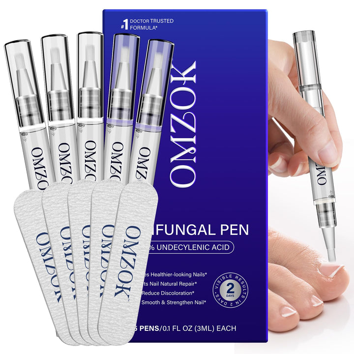 OMZOK front packaging showing pen and benefits for targeted nail care