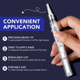 OMZOK pen in hand for scale to show portability and travel convenience