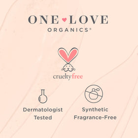 One Love Organics on bathroom vanity in lifestyle setting for routine