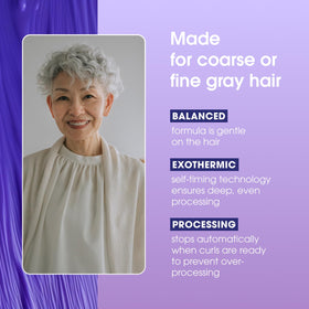 One 'N Only application on gray hair demonstrating even curl formation benefit
