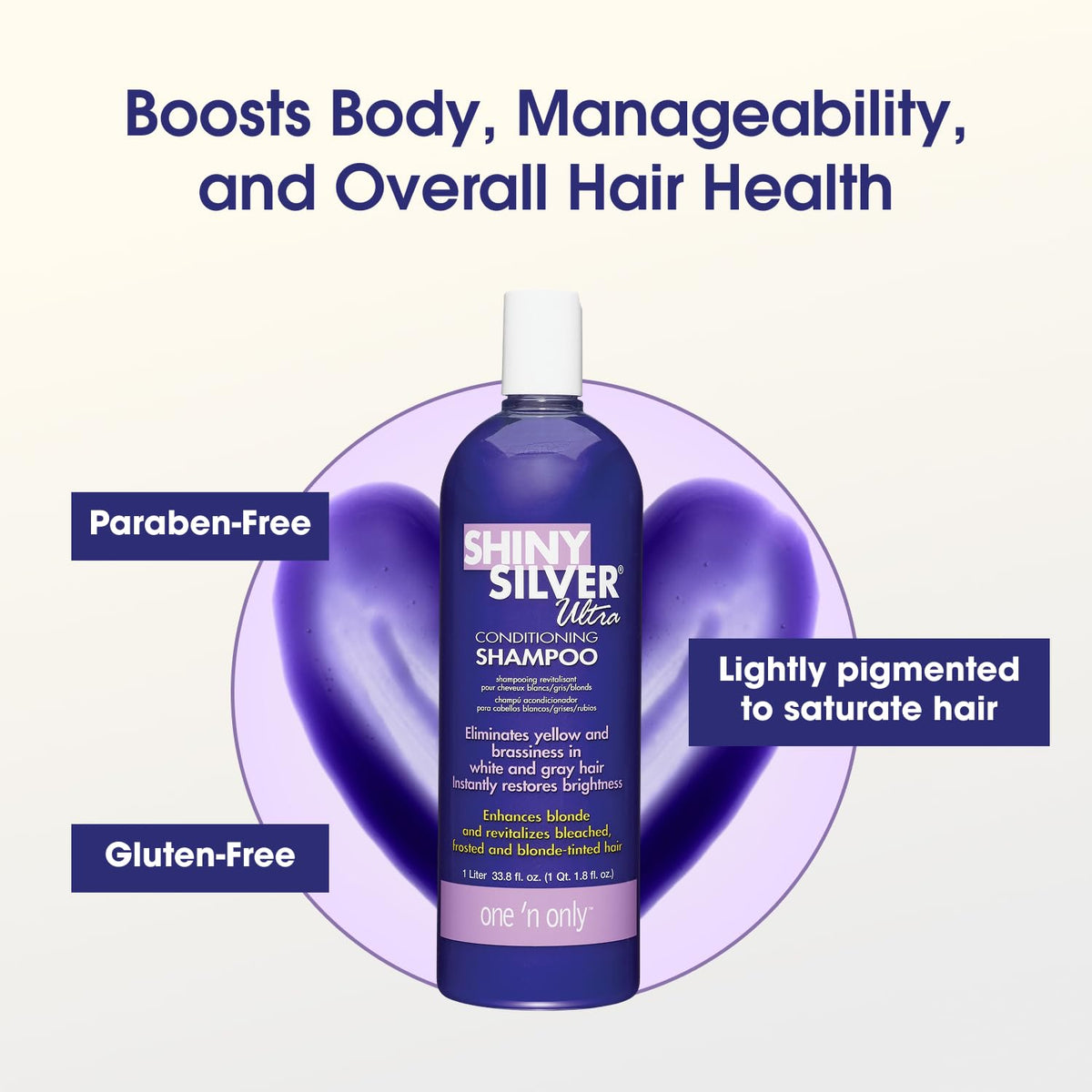 One 'n Only before and after hair showing reduced brassiness and shine