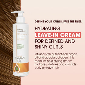 One 'n Only ingredients label highlighting argan oil and acacia collagen benefits