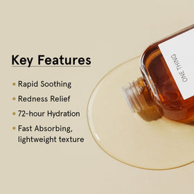 ONE THING applying toner onto hand to show gentle absorption benefit