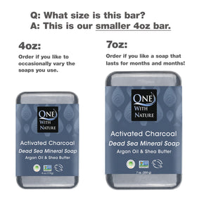 One With Nature activated charcoal bar close-up texture highlighting deep-clean action