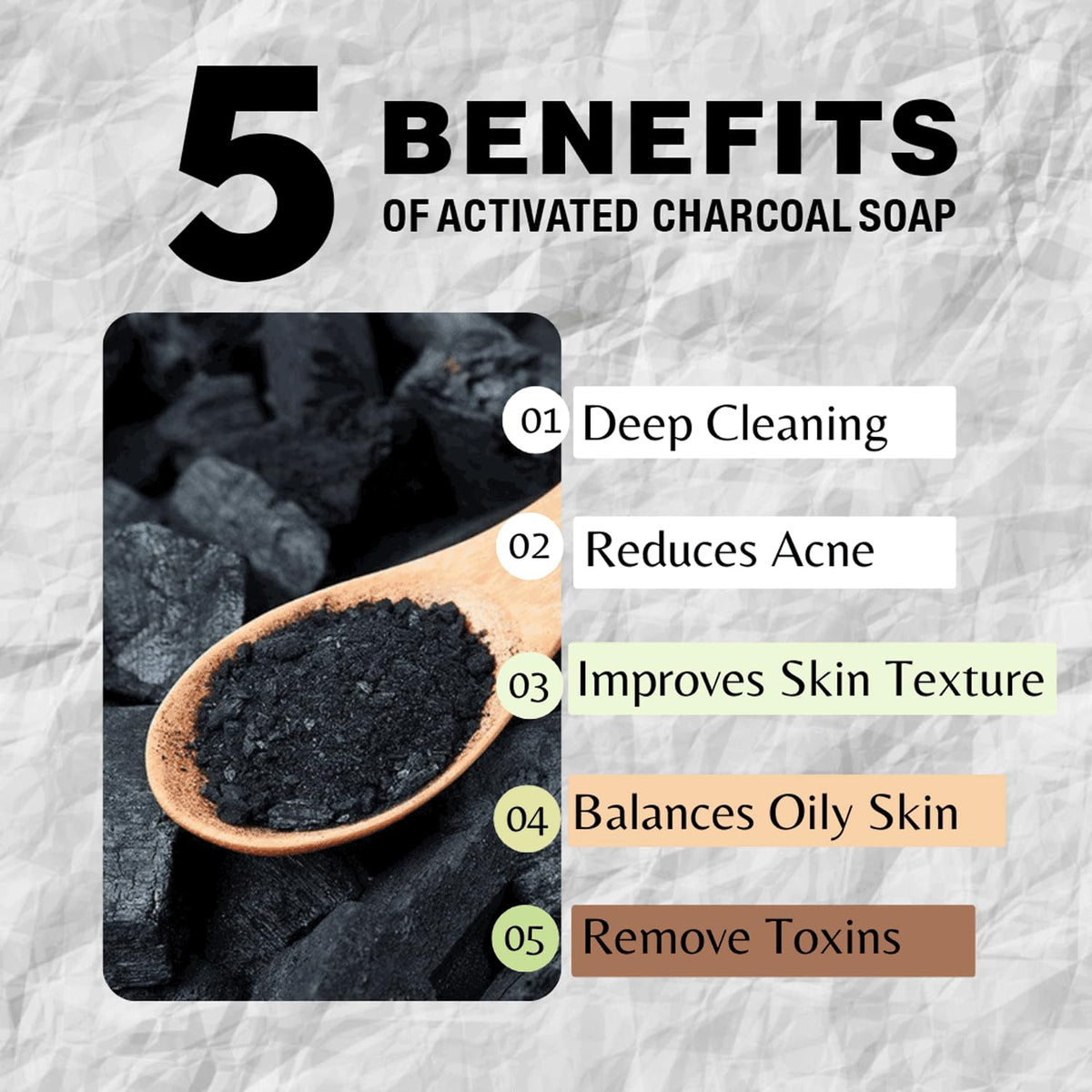 One With Nature close-up of soap texture highlighting charcoal and salt exfoliation