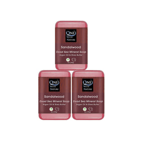 One With Nature front packaging showing three 4oz soap bars and mineral benefits