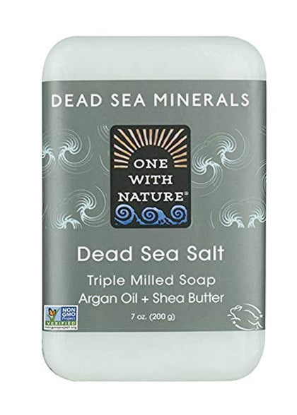 One With Nature soap pack front view showing bars and natural packaging, highlights longevity