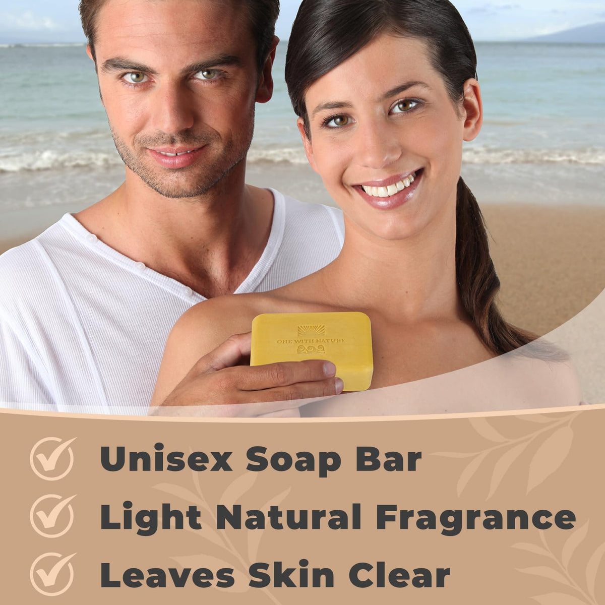 One With Nature soap size comparison in hand showing bar weight and scale