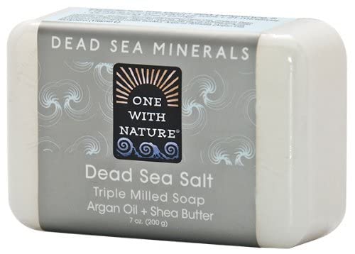 One With Nature soap close-up of salt and shea butter texture, shows gentle exfoliation
