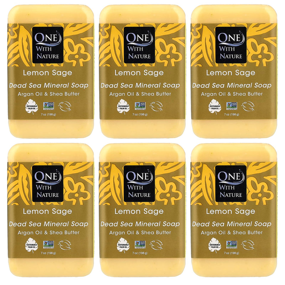 One With Nature front packaging showing six Lemon Sage bars and natural sourcing benefit