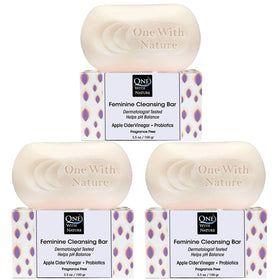 One With Nature front packaging showing three fragrance-free bars and benefits