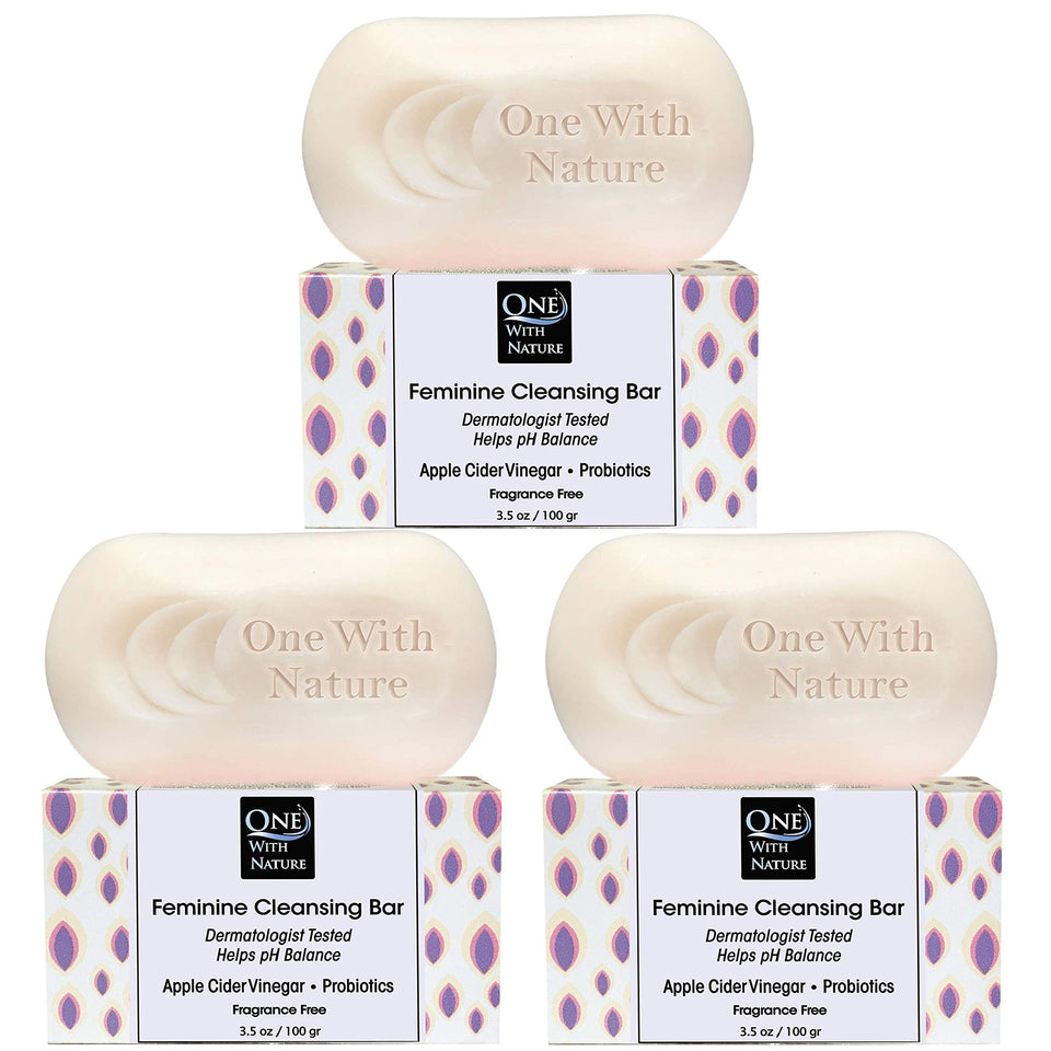 One With Nature front packaging showing three fragrance-free bars and benefits