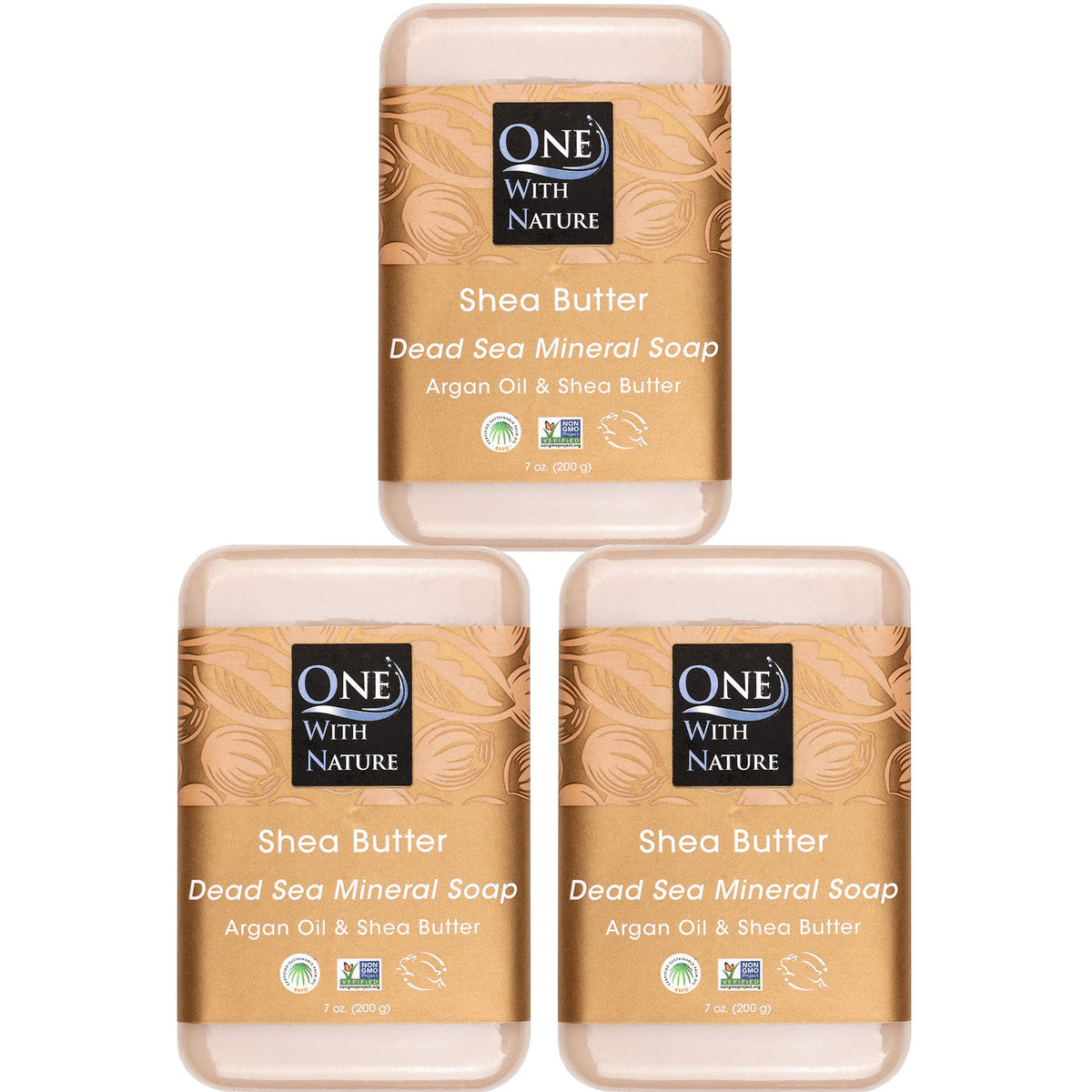 One With Nature front packaging showing three 7oz bars and product benefits