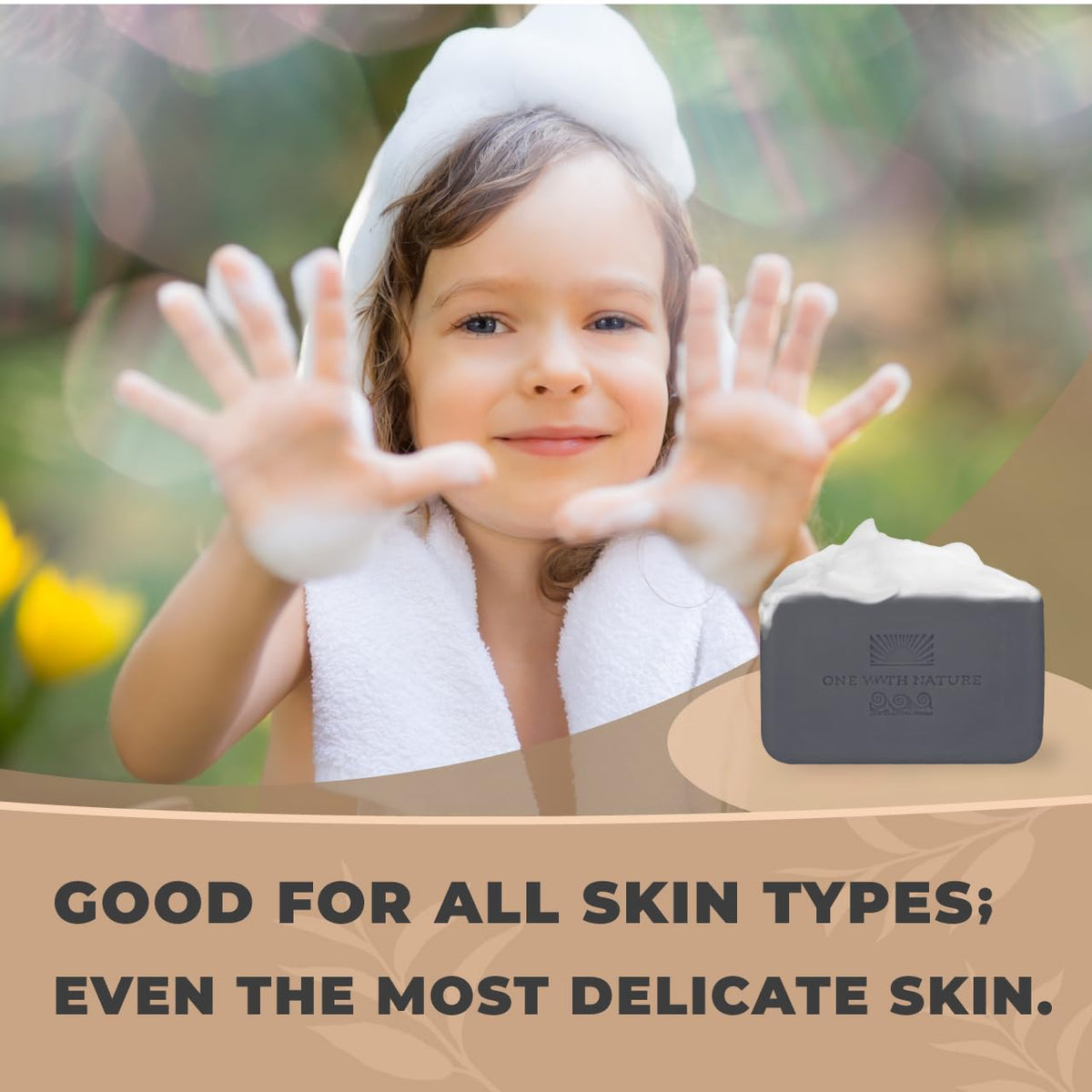 One With Nature label closeup showing ingredients list and natural formulation details
