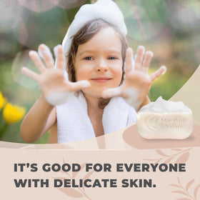 One With Nature creamy lather on skin demonstrating gentle cleansing benefit