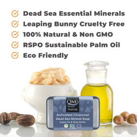 One With Nature soap lather in hand demonstrating creamy foam and cleansing power
