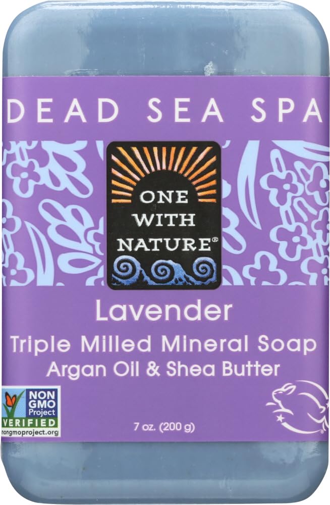 One With Nature lavender packaging front showing six bars and product branding benefit lasting supply