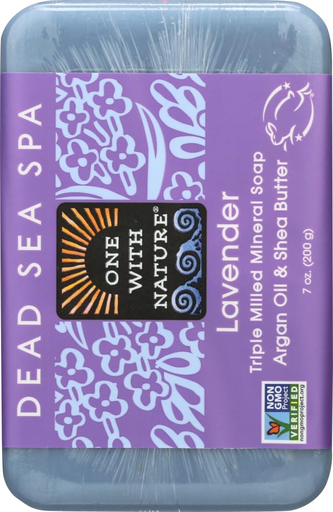 One With Nature soap in hand producing lather benefit gentle exfoliation and easy rinsing