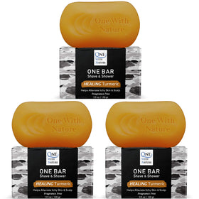 One With Nature front packaging showing three fragrance-free bars for convenience