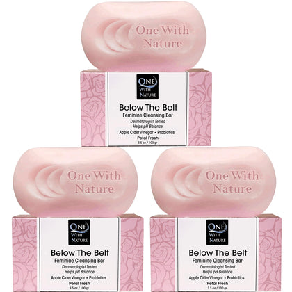 One With Nature front packaging showing three rose petal fresh bars and eco benefits