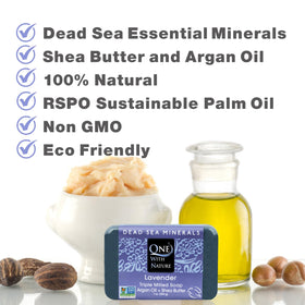 One With Nature soap held in hand showing size and travel-friendly convenience