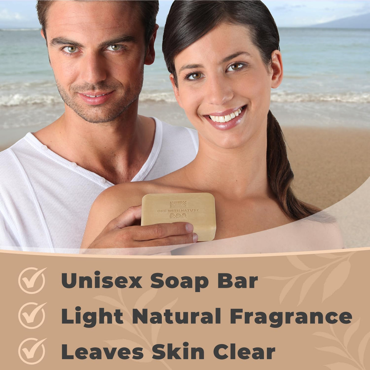 One With Nature soap in hand lathered to demonstrate easy cleansing and exfoliation