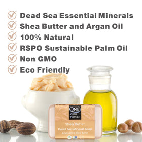 One With Nature soap lather in hand demonstrating gentle foaming and cleanse