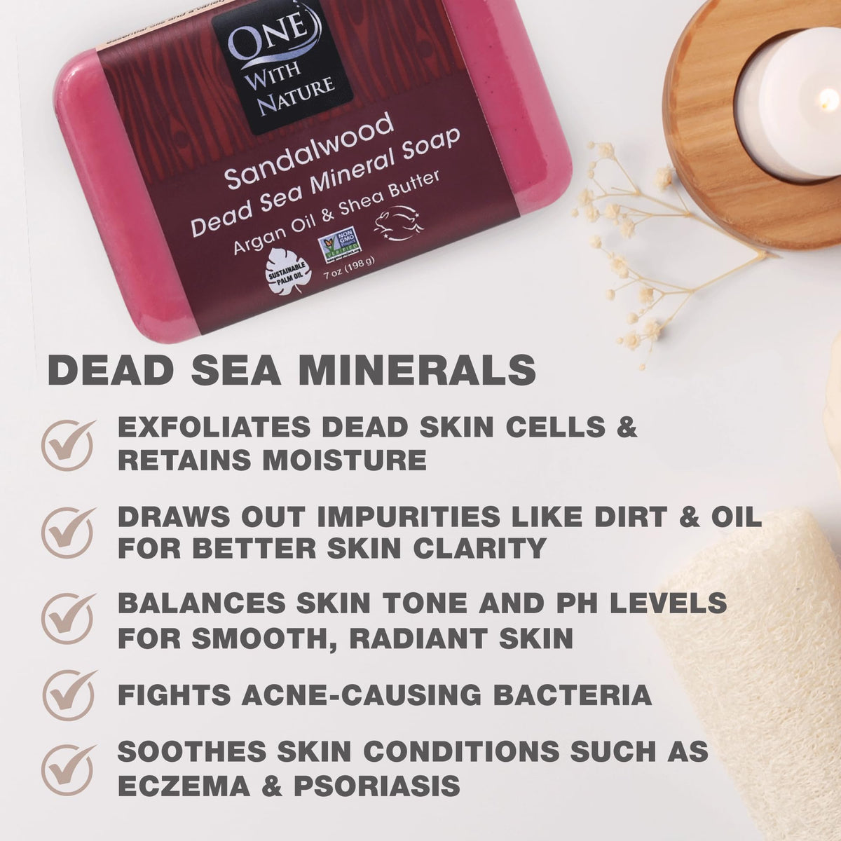 One With Nature lathered soap in hand producing creamy foam and hydration