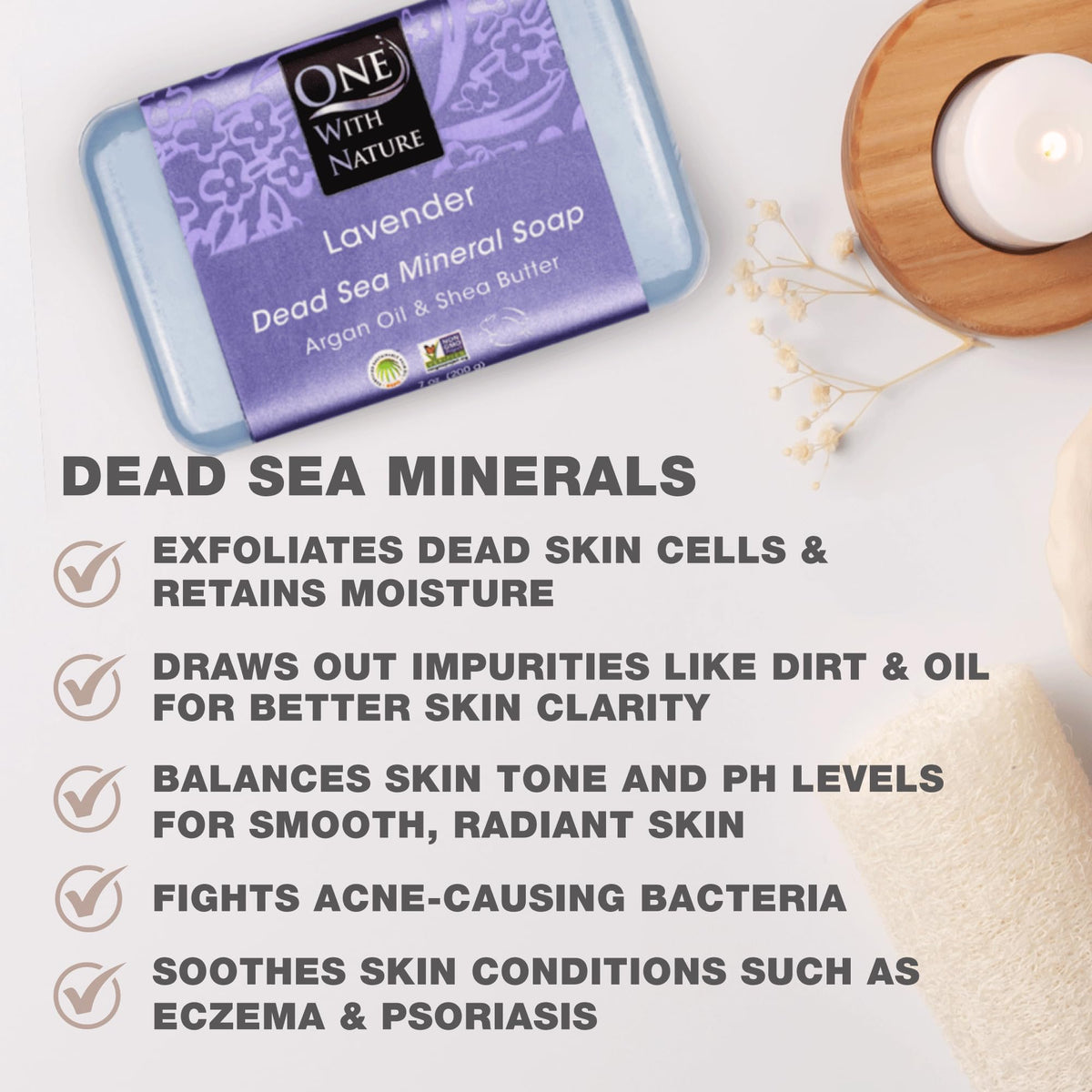 One With Nature detailed salt crystals on soap highlighting mineral-rich formula benefits