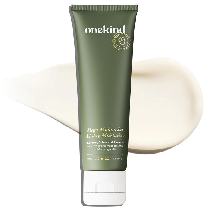 Onekind front packaging view showing jar and label, conveys clarity and trust